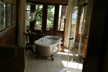 African bathroom with old tub