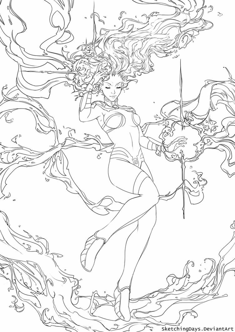 Starfire Lineart available for coloring by SketchingDays on DeviantArt