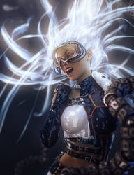 Sci-Fi Girl with Light Emitting Hair