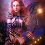 Redhead Elf Girl with Dragon Bow, Fantasy Art