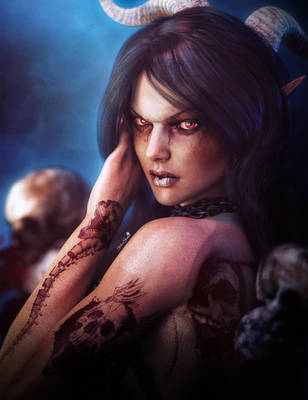 Gothic Vampire Woman Fantasy Art by shibashake