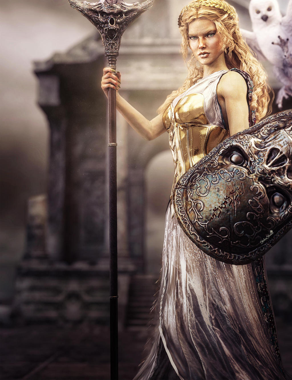 Athena, Goddess of War and Wisdom, Fantasy Art