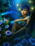 Blue Fairy Girl Fantasy Art