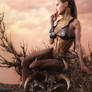 Fantasy Lady Sitting on a Throne of Thorns, 3D-Art