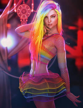 Rainbow Girl, Fantasy Woman Art, Daz Studio Iray