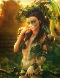 Jungle Warrior Woman, Fantasy Pin-Up Art, DS Iray