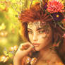 Summer, Red-Head Fantasy Girl Portrait Art, Iray