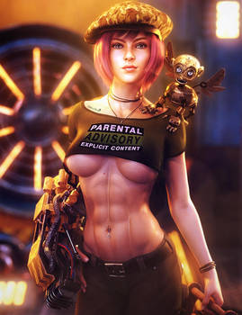 The Mechanic, Steampunk Fantasy Woman Art, Iray