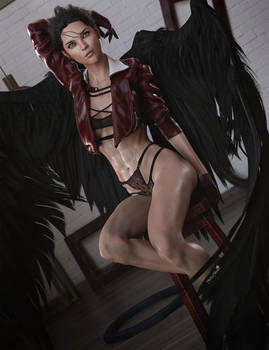 Angel Girl Pin-Up, Fantasy Woman Art, Daz Studio