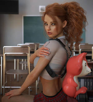 Redhead School Girl PinUp, Fantasy Art, Daz Studio