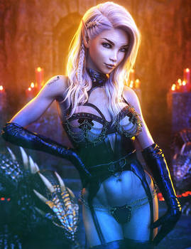 Sexy Gothic Elf Girl Fantasy Art, Daz Studio Iray