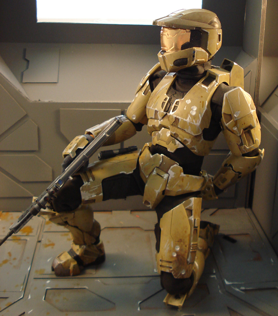 Halo master chief kneeling by redner on DeviantArt