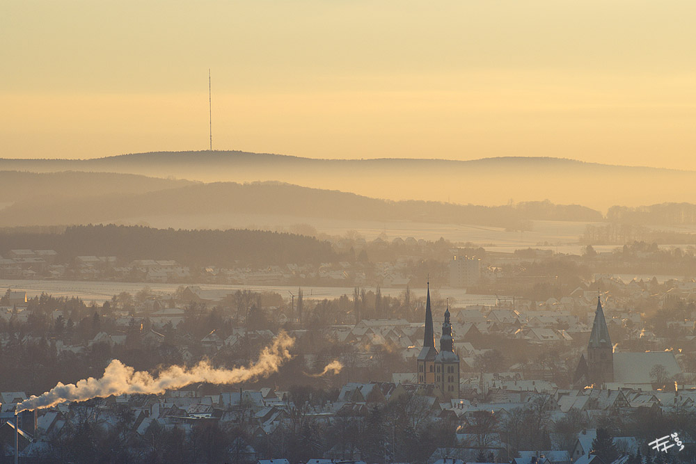 setting sun above Lemgo