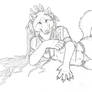 Resting She-Wolf Lineart