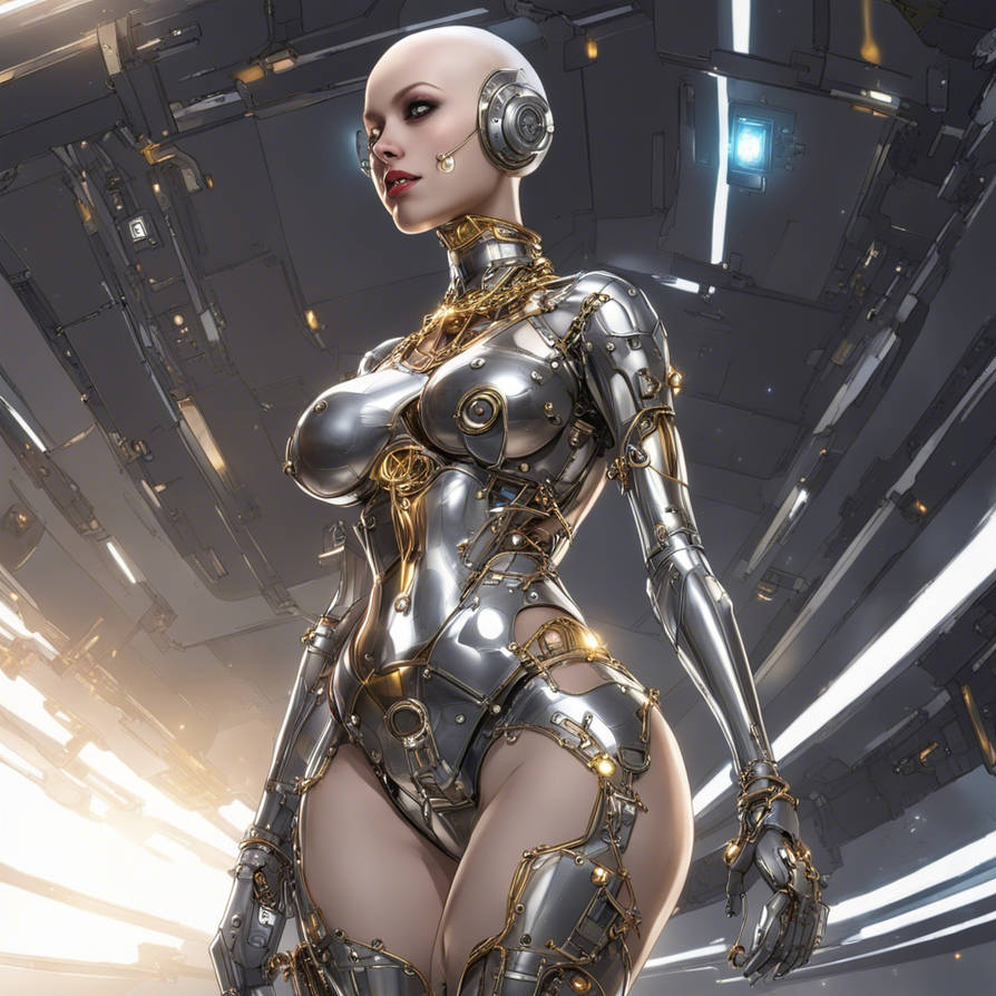 Steel female, skinny, bald hair, big breast,Steel