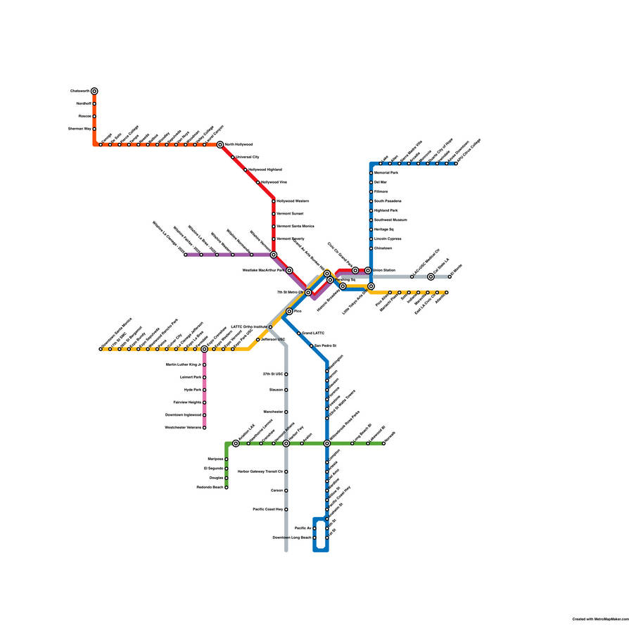 Line:1 Extension Map LA Metro Whole Map with D Line Extension S1 by RGBMetro on DeviantArt