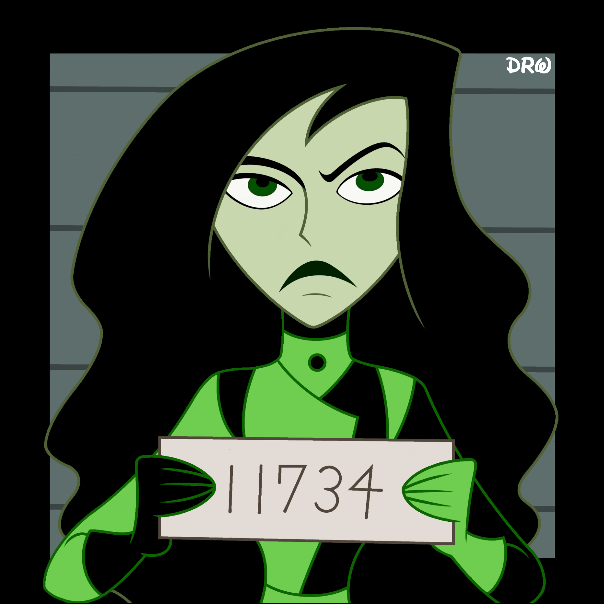 Shego Mugshot - Full Color by DisneyRebelWorks on DeviantArt