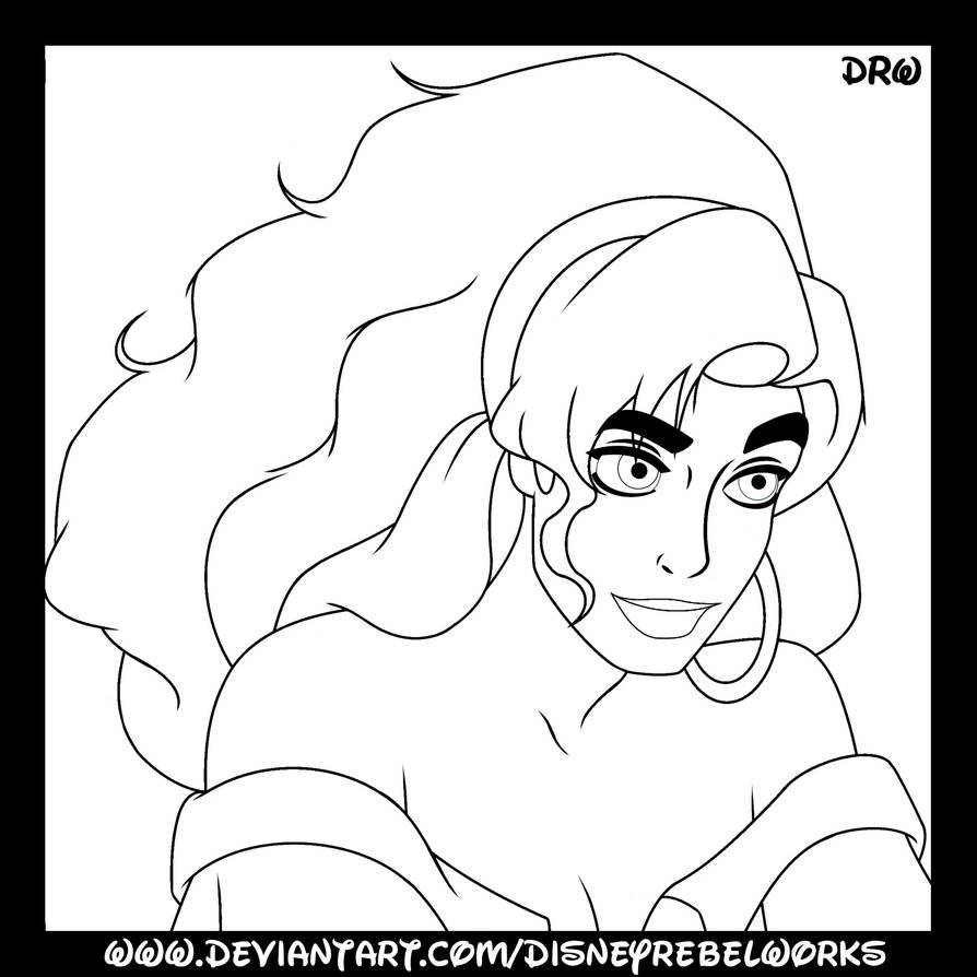 Disney Coloring Page Esmeralda Portrait by DisneyRebelWorks on DeviantArt