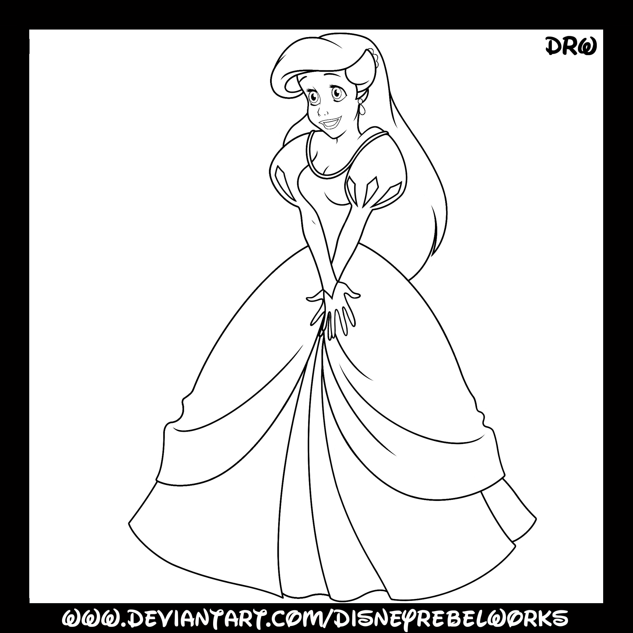 Disney Coloring Page   Ariel Dinner Dress by DisneyRebelWorks on ...