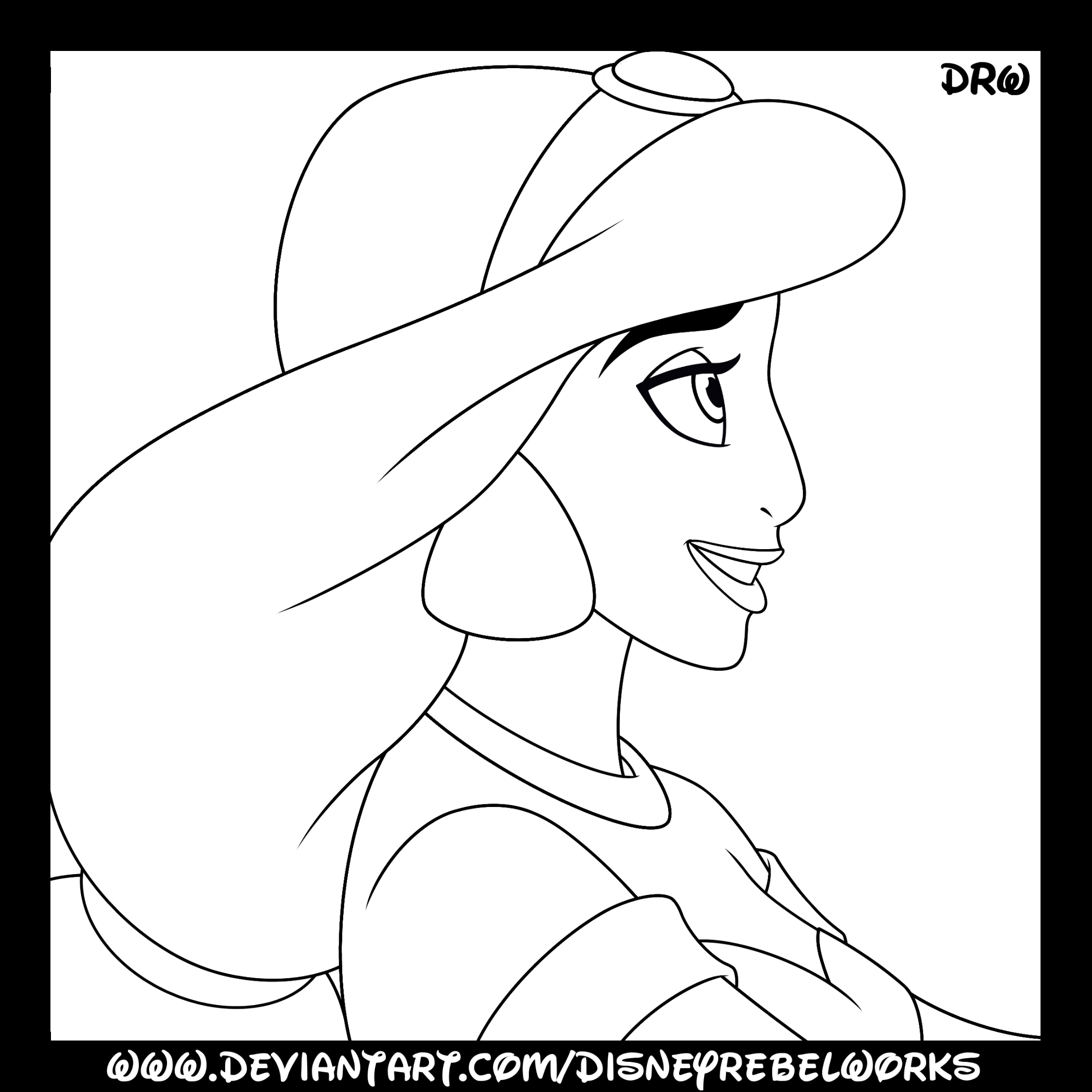 Disney Coloring Page - Jasmine (Profile) by DisneyRebelWorks ...