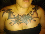 Hearts and Rose Chest Tattoo