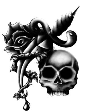 Skull Dagger Rose