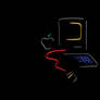 Line drawing (Picasso) Mac on black background
