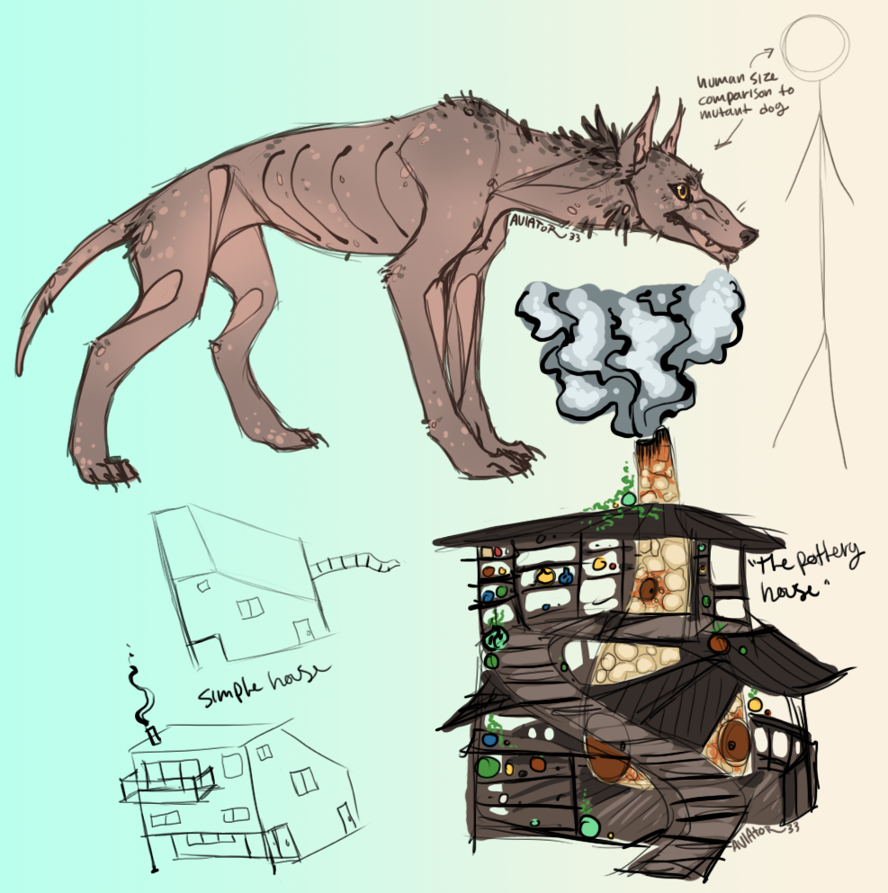 Dream Sketches and Notes: Mutant Dog and Bel House