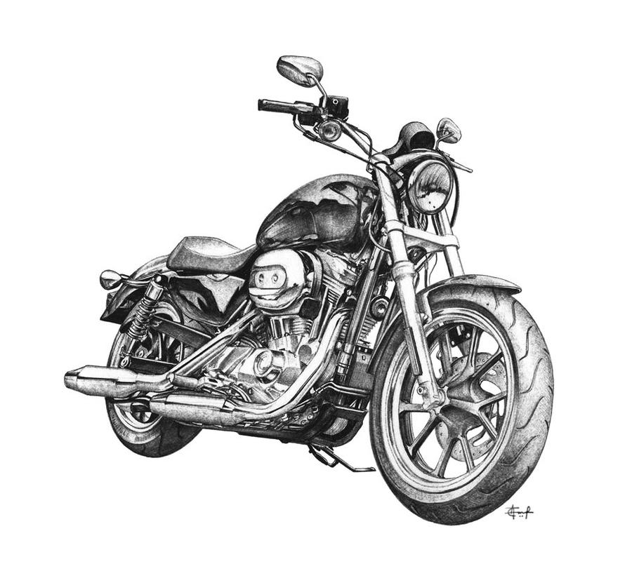 Harley Davidson Superlow ballpoint pen drawing