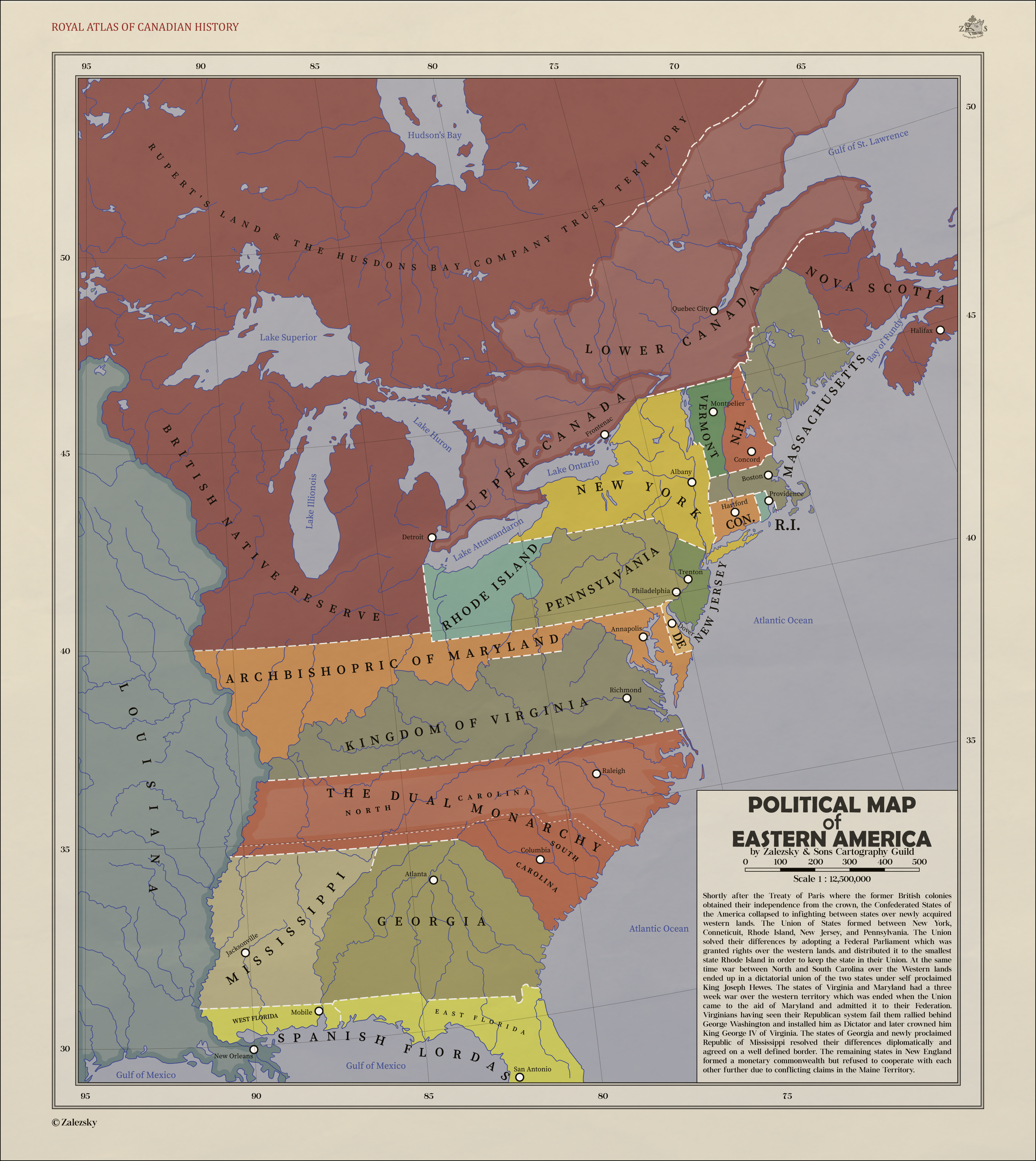 Political Map of Eastern America