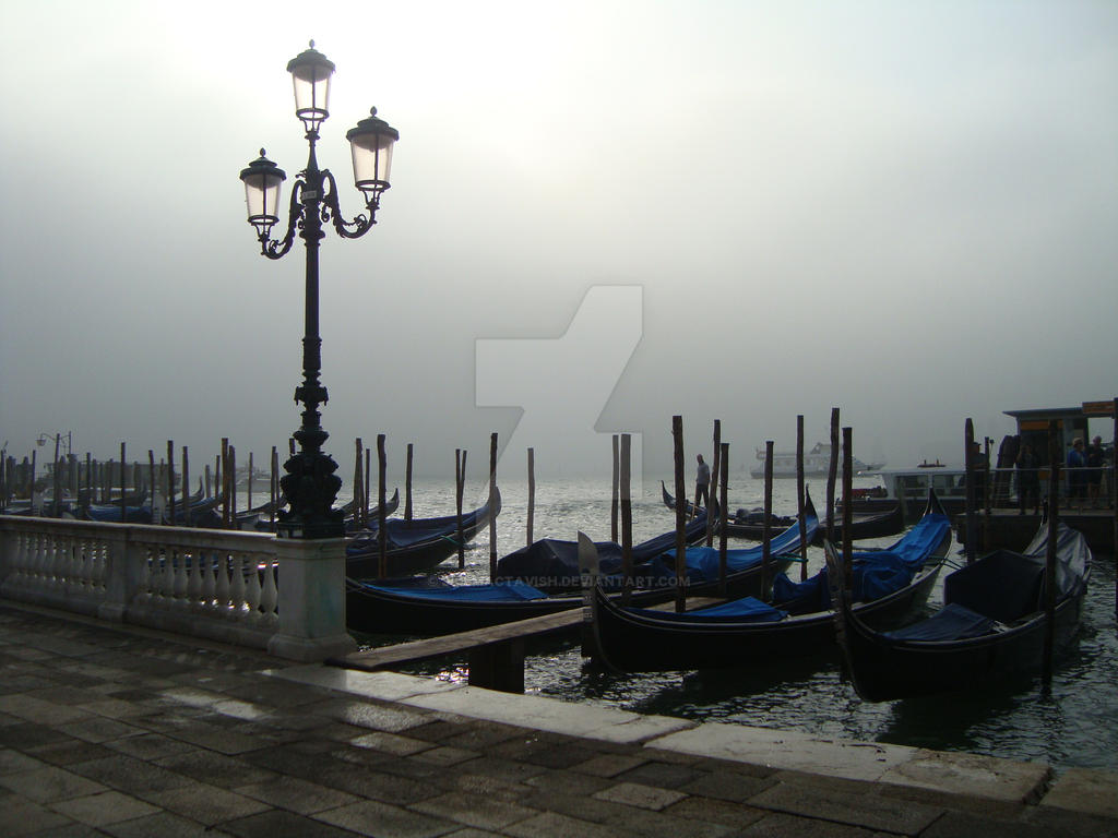 Venetian galley in the fog