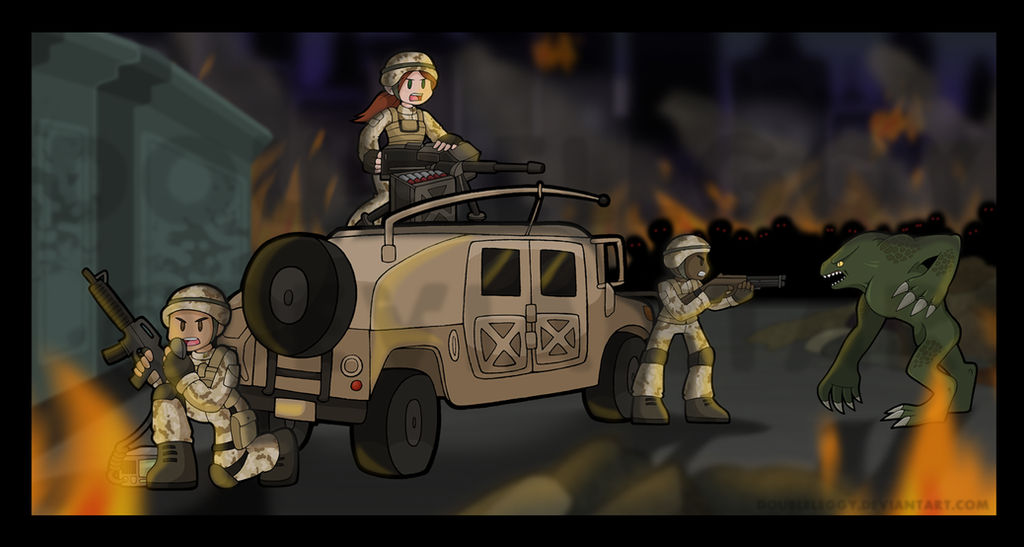 Soldiers vs B.O.W. by DoubleLeggy