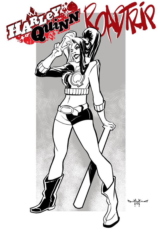 Harley Quinn Road trip pin up