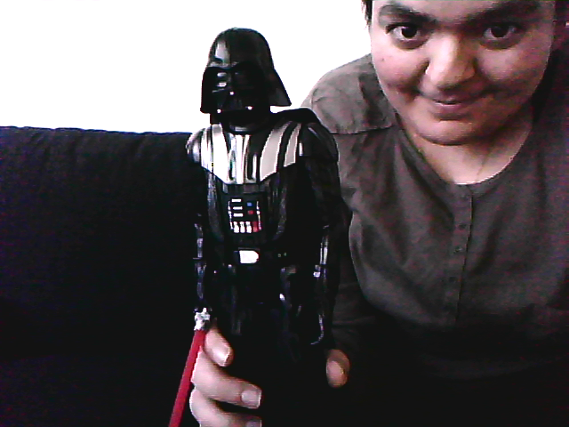 me with my star wars figure darth vader