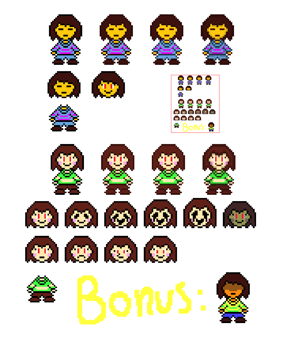 Undertale Frisk And Chara Overworld Sprite By Garbageman64 On Deviantart