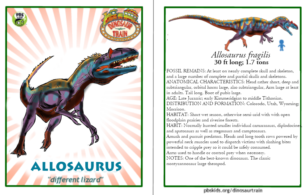 Dinosaur Train Allosaurus card (revised!)