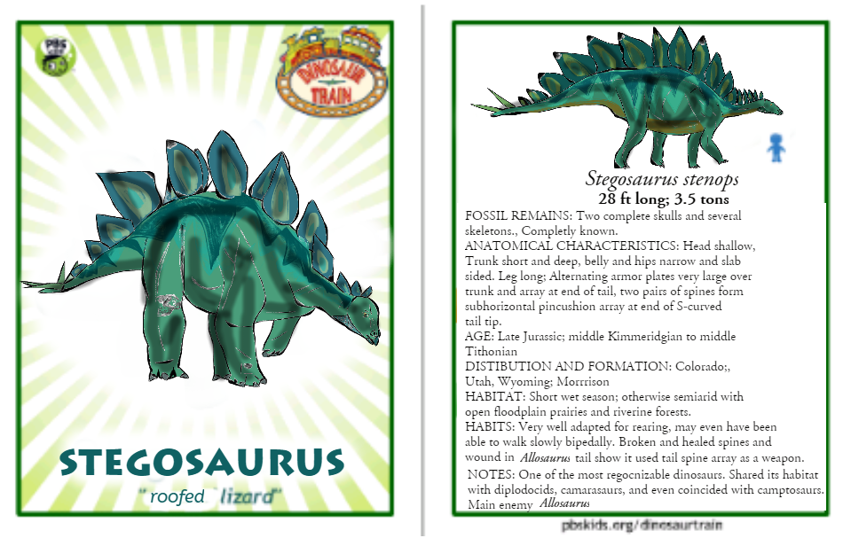 Dinosaur Train Stegosaurus card (revised!)