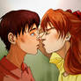 Asuka x Shinji kiss Evangelion