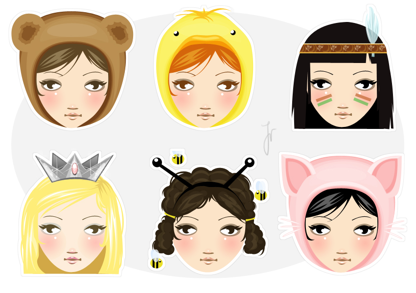 Sticker set 2 - Costume girls