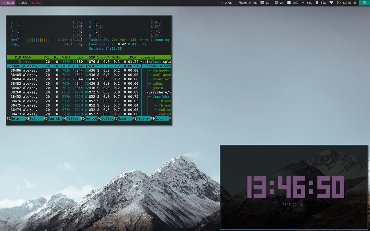Arch Linux + I3 + Polybar (windowed) by xiken88 on DeviantArt