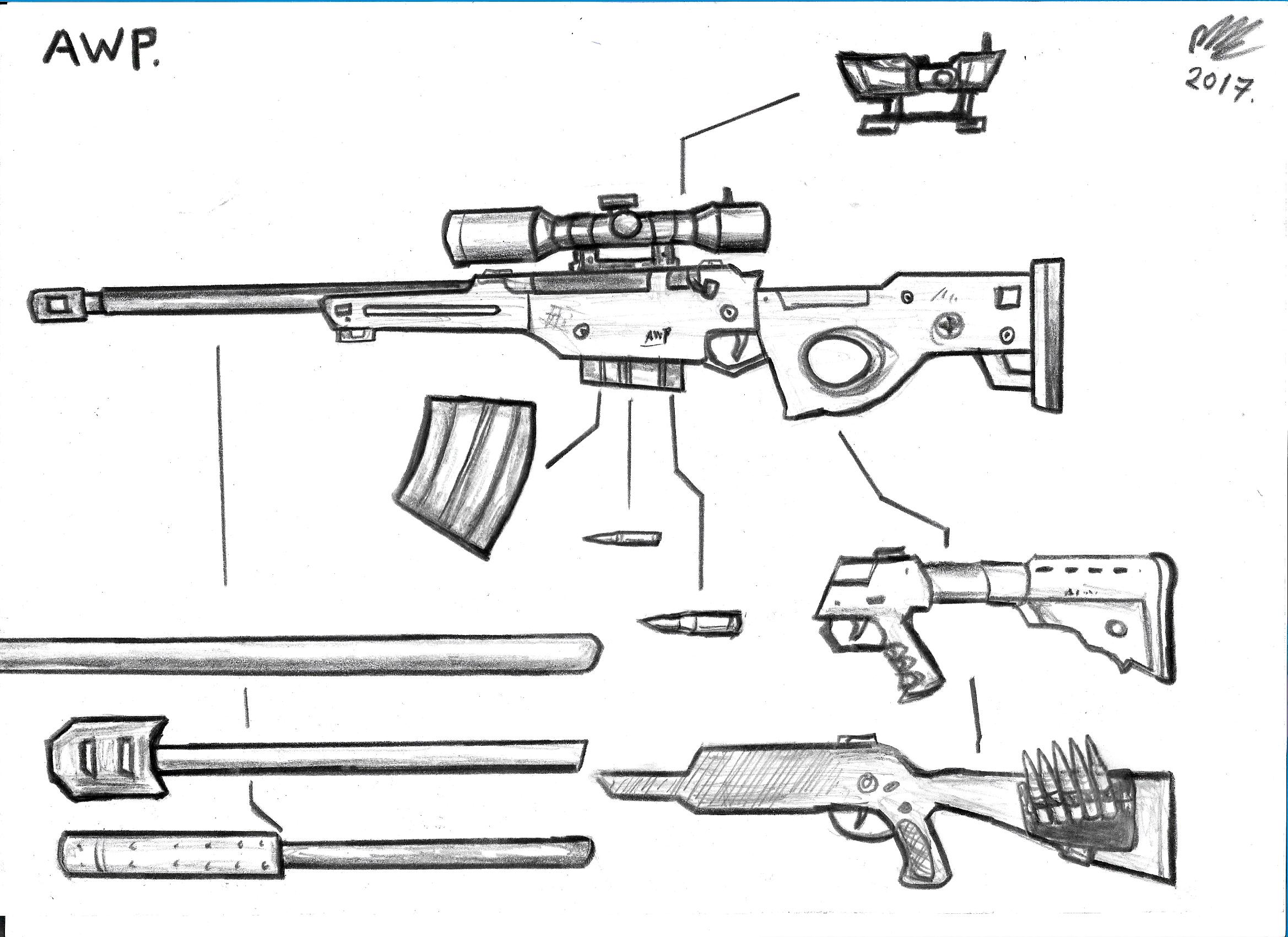 Awp Sniper drawing nude pistol by bmasson33 on DeviantArt