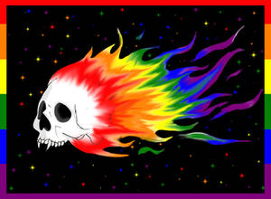 Flaming pride skull