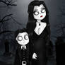 Morticia and Wednesday Addams