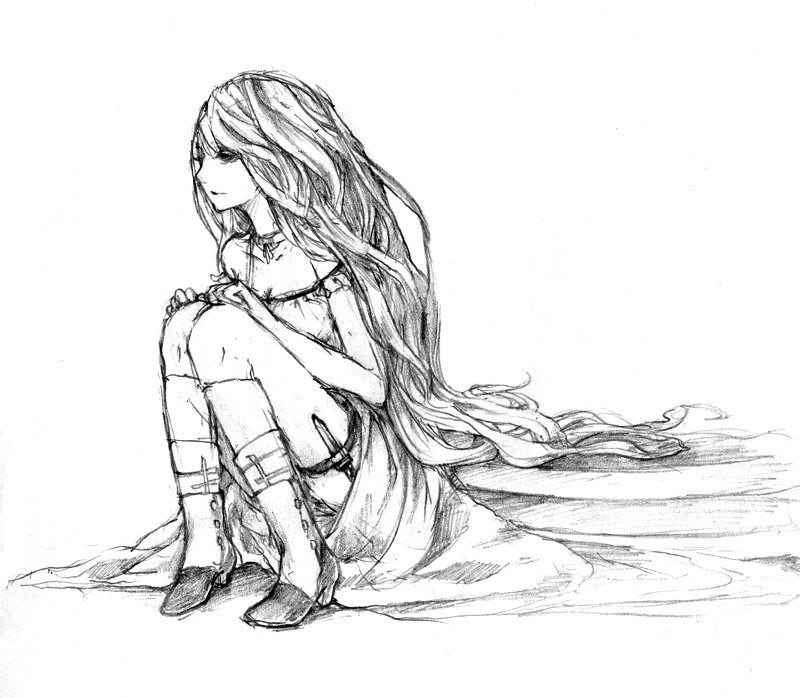 tumblr sketch- sitting girl