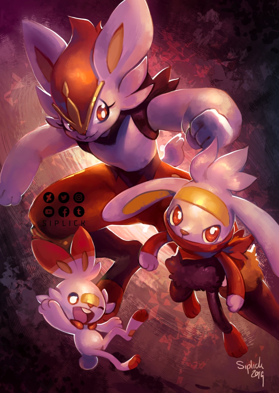 Scorbunny, Raboot and Cinderace by Siplick on DeviantArt