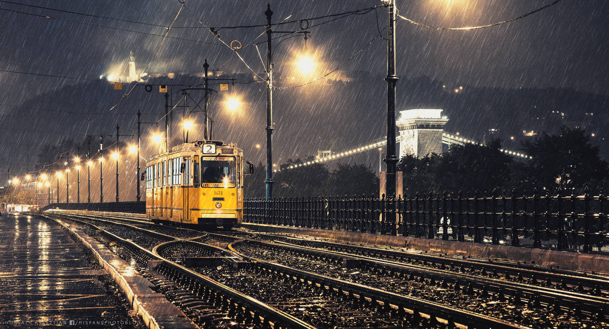 Lonely tram in the rain by hispanhun