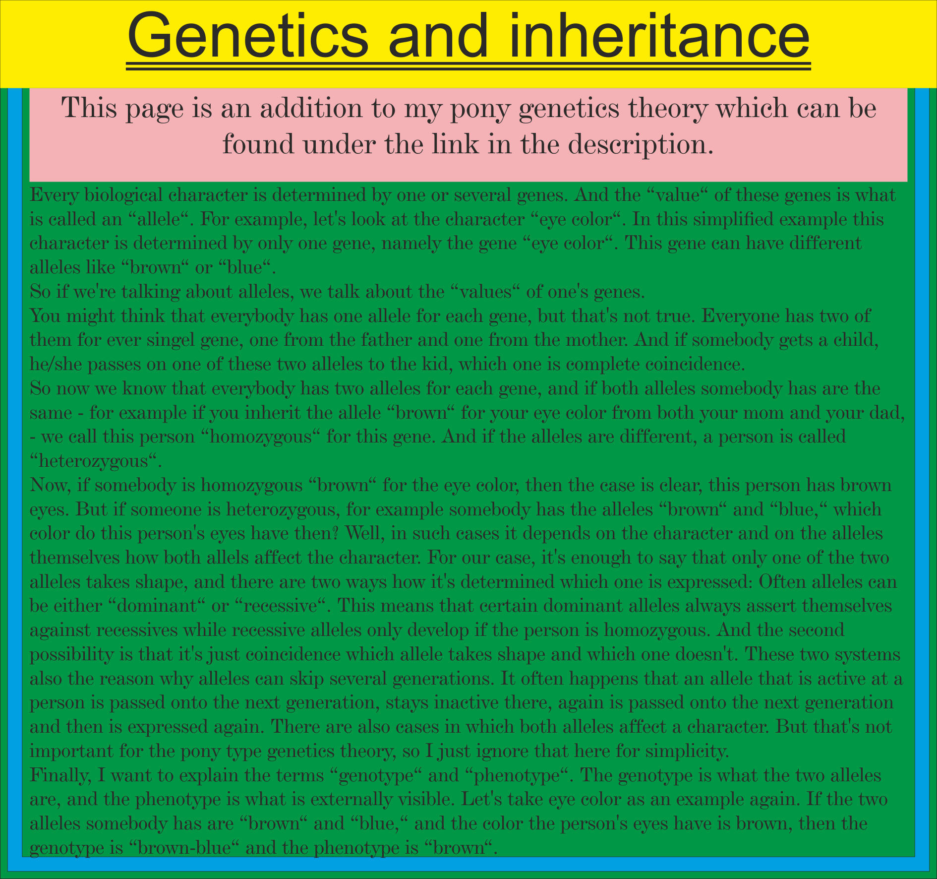 Genetics and inheritance