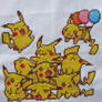 Pikachu Party! - Cross Stitch