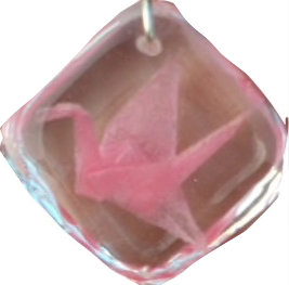 Pink Origami Crane resin charm