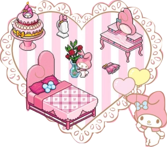 My Melody's pink bedroom essentials by Kirakiradolls on DeviantArt